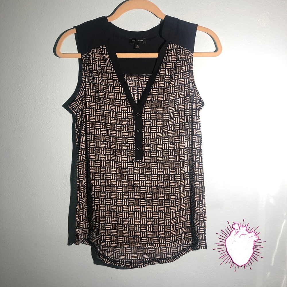 The Limited Navy Patterned Sleeveless Blouse